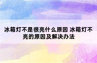 冰箱灯不是很亮什么原因 冰箱灯不亮的原因及解决办法